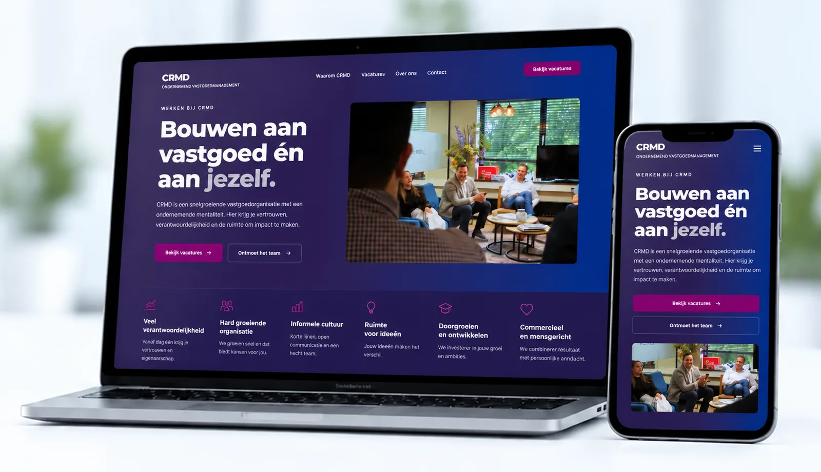 Example of a website made by ASV Webdesign on a laptop and smartphone